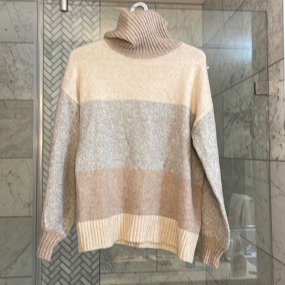 Striped Fall Turtleneck Sweater Size Medium, Never Worn